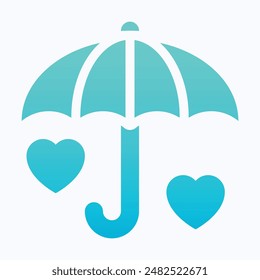 Umbrella Sign Icon. Rain Protection symbol, Love And Romance, Isolated Gradient Vector Icon.