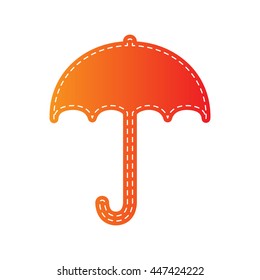 Umbrella sign icon. Rain protection symbol. Flat design style. Orange applique isolated.
