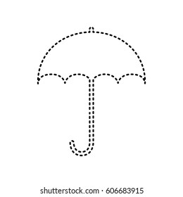 Umbrella sign icon. Rain protection symbol. Flat design style. Vector. Black dashed icon on white background. Isolated.