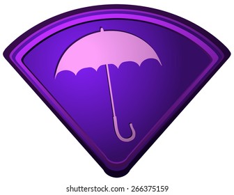 Umbrella Sign on a Rubber Triangle Shape, Vector Illustration isolated on White Background. 