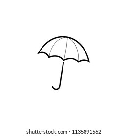 Umbrella sign. Romantic icon health isolated. Design element. Monochrome symbol of rain. Template for t, apparel, card, poster, etc. Vector illustration