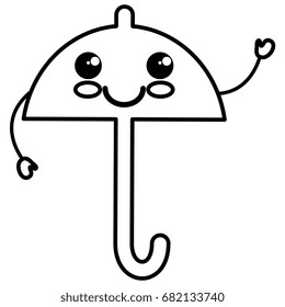 umbrella silhouette kawaii character