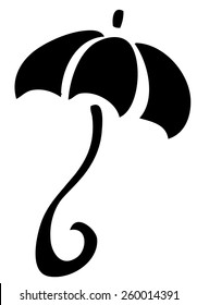 Umbrella Silhouette Sign, Vector Illustration isolated on White Background. 