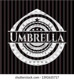 Umbrella silvery shiny emblem. Vector Illustration. Mosaic.
