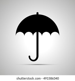 Umbrella simple black flat icon with shadow
