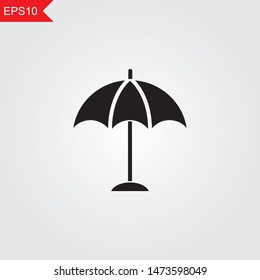 Umbrella simple black icon. Vector illustration eps10.