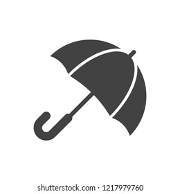 The umbrella simple glyth black icon. Vector flat design illustration. 