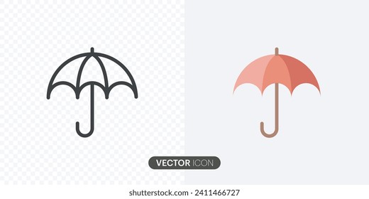 Conjunto de iconos simples de paraguas. Señales del clima lluvioso. Símbolos de temporada. Icono de paraguas de ilustración para aplicaciones móviles. Estilo minimalista paraguas.ilustración vectorial