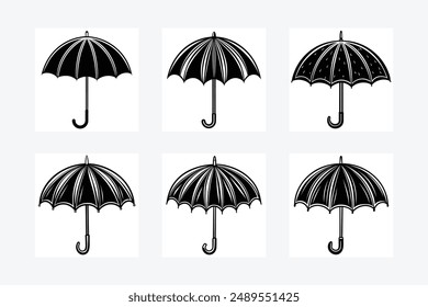 Conjunto de iconos simples de paraguas. Paraguas. Ilustración vectorial