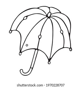 Umbrella Simple Vector Illustration. Cartoon Doodle Style. Outline isolated on white background