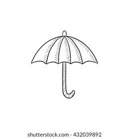 Umbrella sketch icon for web, mobile and infographics. Hand drawn umbrella icon. Umbrella vector icon. Umbrella icon isolated on white background.