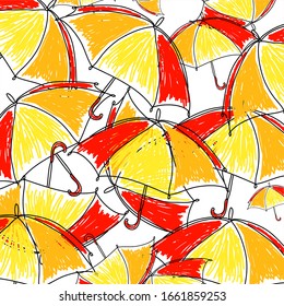 umbrella sketch patterns, can be used for background, canvas printing or decoration, wrapping paper, etc
