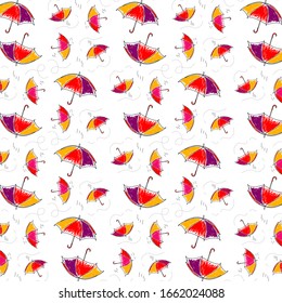 patrones de boceto de paraguas, se pueden utilizar para la impresión o decoración de fondo, lienzos, etc.