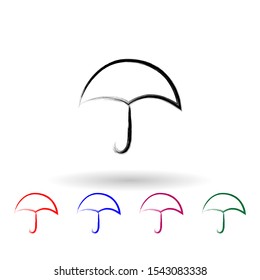 Umbrella sketch style multi color icon. Simple thin line, outline vector of banking icons for ui and ux, website or mobile application