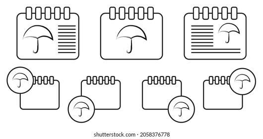 Umbrella sketch style vector icon in calender set illustration for ui and ux, website or mobile application