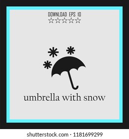 umbrella with snow sketch vector icon