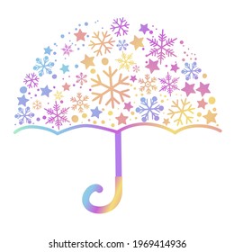Umbrella with snowflake, winter vector illustration art.
