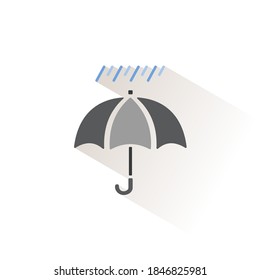 Umbrella and soft rain. Isolated color icon. Weather vector illustration