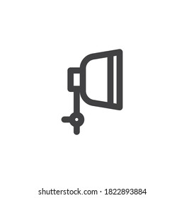 Icono de la línea del softbox del paraguas. signo de estilo lineal para concepto móvil y diseño web. Icono del vector de contorno de la caja de software de estudio fotográfico. Símbolo, ilustración del logotipo. Gráficos vectoriales