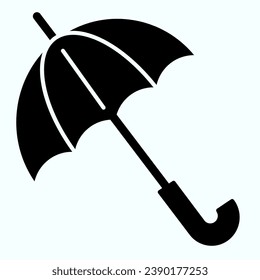 Umbrella solid icon. Opened handle stick for rainy weather. Autumn season vector design concept, glyph style pictogram on white use for and app. Eps 10.