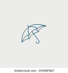 Regenschirm - Frühlingssymbol. Handgezeichnete Vektorgrafik. 