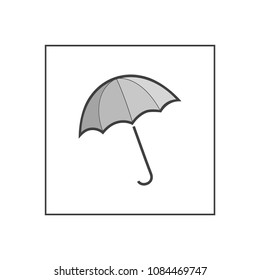 Umbrella in square sign. Romantic icon health isolated. Design element. Monochrome symbol of rain. Template for t, apparel, card, poster. Vector illustration