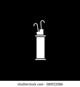 Umbrella Stand Flat Icon On Black Background