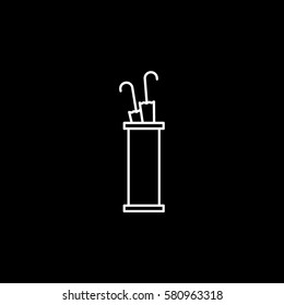 Umbrella Stand Line Icon On Black Background