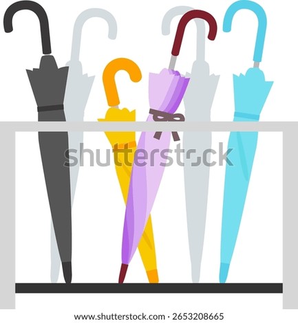 An umbrella stand with many umbrellas