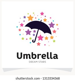 Umbrella Star Logo Design Template Inspiration