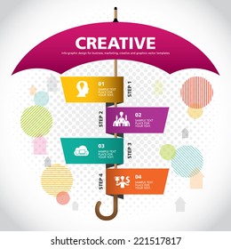umbrella strategy template modern info graphic design, for business template, marketing, creative templates and graphics vector