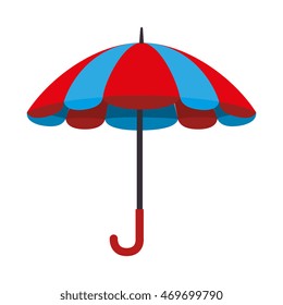 umbrella striped color handle rain open parasol weather vector  isolated illustration