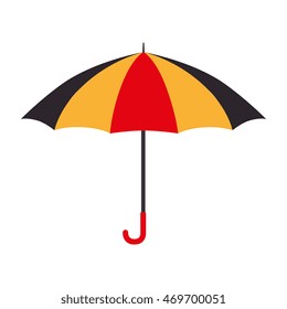 umbrella striped color handle rain open weather vector  isolated illustration