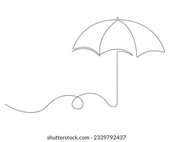 An umbrella in the style of line art, one continuous line in the style of line art