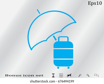 umbrella, suitcase, symbol, vector illustration eps10