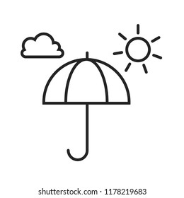 Umbrella with sun and cloud outline icon vector illustration isolated on white background