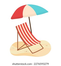 Umbrella and sun lounger on the beach illustration