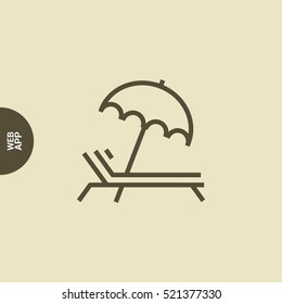 umbrella and sun lounger on the beach isolated linear icon for websites minimalistic flat design