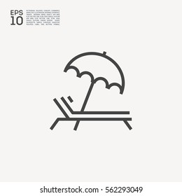 umbrella and sun lounger on the beach isolated linear icon for websites minimalistic flat design