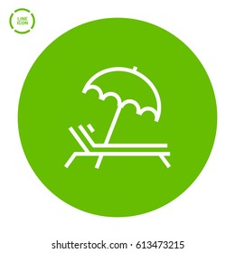 umbrella and sun lounger on the beach isolated linear icon for websites minimalistic flat design