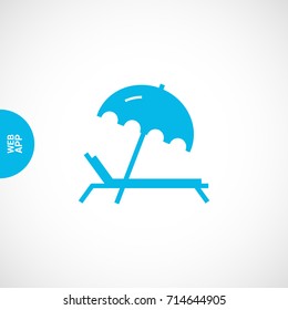 umbrella and sun lounger on the beach isolated line vector icon