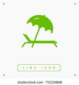 umbrella and sun lounger on the beach isolated line vector icon