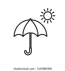 Umbrella and sun outline icon vector illustration