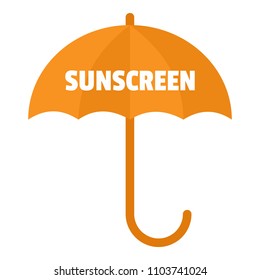 Umbrella sun screen logo. Flat illustration of umbrella sun screen vector logo for web design