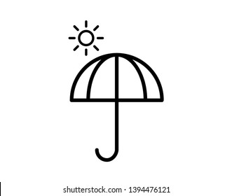 umbrella with sun vector icon - vector