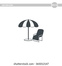 umbrella and sunbed icon