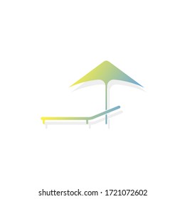 Umbrella and sunbed with shadow on a white background