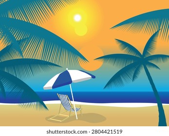 umbrella sunbed summer beach sun