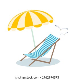Umbrella and sunbed.Vector illustration that is easy to edit.