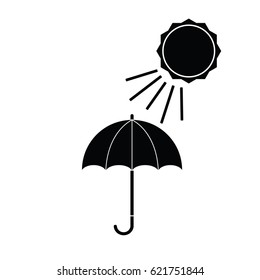 Umbrella with sunny icon vector design